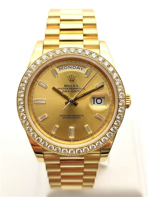 gold rolex day date used|Rolex Day-Date 40mm price.